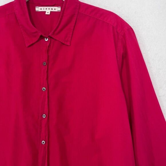 Xirena Shirt Women M Pink 100% Cotton Button Up Classic Minimalist Everyday USA - Picture 11 of 12